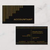 Goud, zwarte verticale strepen accountant visitekaartje (Voorkant / Achterkant)