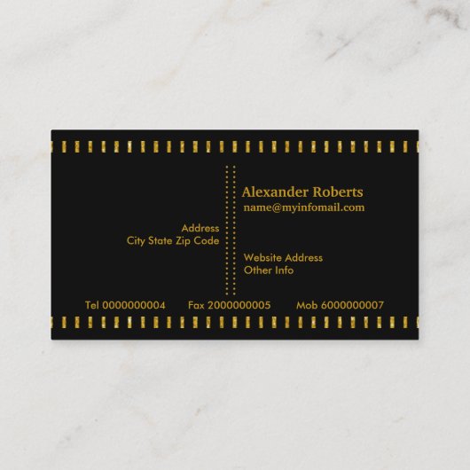 Goud, zwarte verticale strepen visitekaartje (Achterkant)