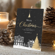 Goud & Zwarte Vrolijk Kerstmis Calligrafische Vouw