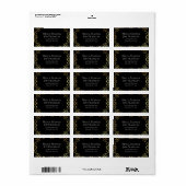 Goud & Zwarte Wervelende Gotische Bruiloft Etiket (Full Sheet)