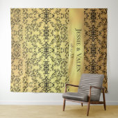 Goud & Zwarte Wervelende Gotische Bruiloft Wandkleed (In Situ (horizontaal))