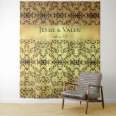 Goud & Zwarte Wervelende Gotische Bruiloft Wandkleed (In situ)