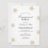 Goud & Zwarte Winter Kerst Verloving Feest Uitnodi Kaart (Voorkant)