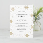 Goud & Zwarte Winter Kerst Verloving Feest Uitnodi Kaart (Staand voorkant)