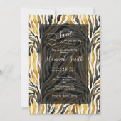 Goud Zwarte Zebraprint Patroon Kaart (Voorkant)