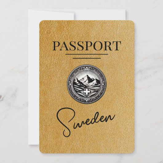 Goud Zweeds paspoort Bewaar de datum Save The Date (Voorkant)