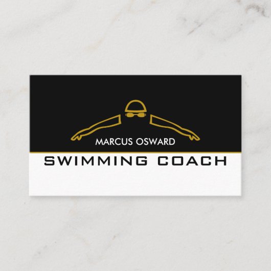 Goud Zwemicoon, Zwemcoach & Badmeester Visitekaartje (Voorkant)