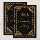 Goud  zwijn 85e verjaardag kaart (Voorkant / Achterkant)