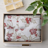 Goud zwijn en bruine Holly op witte tissue Pa Tissuepapier (Geschenk)