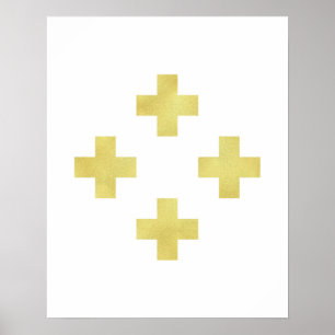 Goud Zwitsers kunstwerk Moderne, minimalistische f Poster