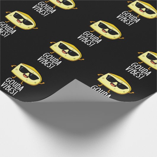 Gouda Vibes Funny Cheese Pun Dark BG Cadeaupapier (Hoek)