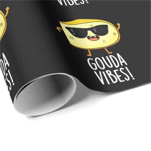 Gouda Vibes Funny Cheese Pun Dark BG Cadeaupapier (Rol Hoek)