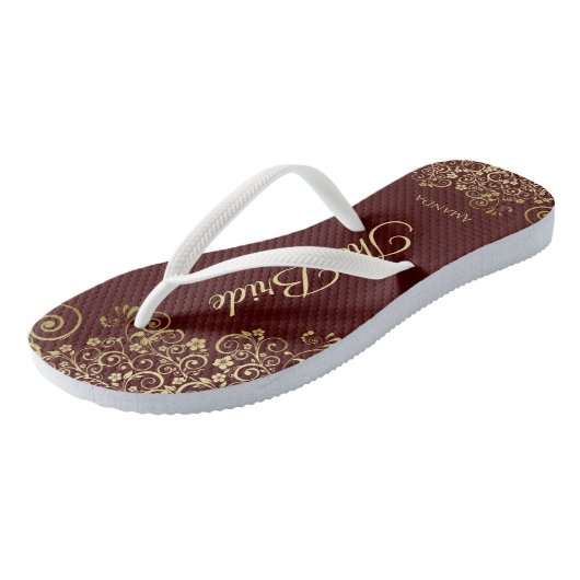 Goudaas op Auburn Brown The Bride Wedding Teenslippers (Schuin)