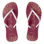 Goudaas op Bourgogne Maroon De bruidsbruiloft Teenslippers (Voetbed)