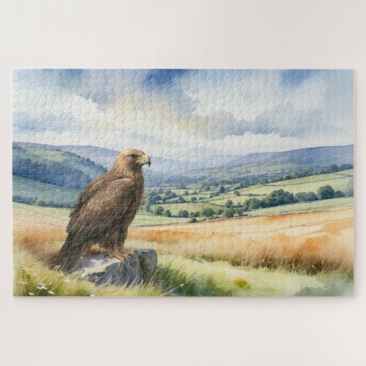 Goudadelaar Roofvogel Aquarel Landschap Legpuzzel (Horizontaal)