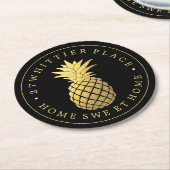 Goudananas | Adres met tekst Ronde Kartonnen Onderzetter (Gebogen)