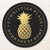 Goudananas | Adres met tekst Ronde Kartonnen Onderzetter (Voorkant)