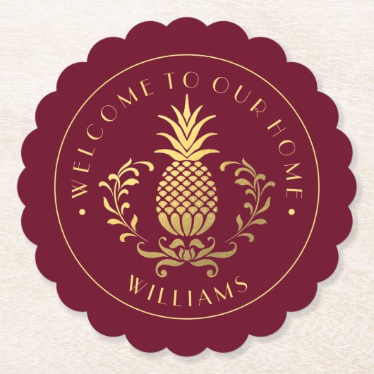 Goudananas | Met familienaam Kartonnen Onderzetters (Voorkant)