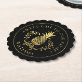 Goudananas | Met familienaam & Oost. Datum Kartonnen Onderzetters (Gekanteld)