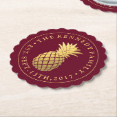 Goudananas | Met familienaam & Oost. Datum Kartonnen Onderzetters (Gekanteld)