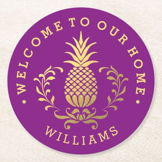 Goudananas Ronde Kartonnen Onderzetter (Voorkant)