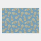 Goudananassen op blauw inpakpapier vel (Voorkant 3)