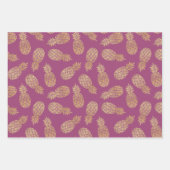 Goudananassen op frambozen inpakpapier vel (Voorkant)