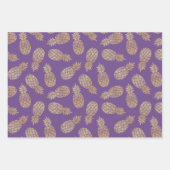 Goudananassen op Paars Inpakpapier Vel (Voorkant 2)