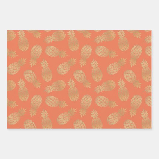 Goudananassen op perziken inpakpapier vel (Voorkant 3)