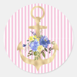 Goudanker met Blue Flowers Sticker