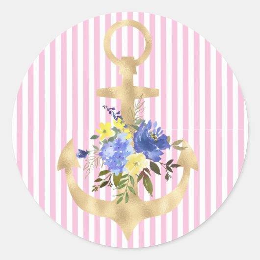 Goudanker met Blue Flowers Sticker (Voorkant)