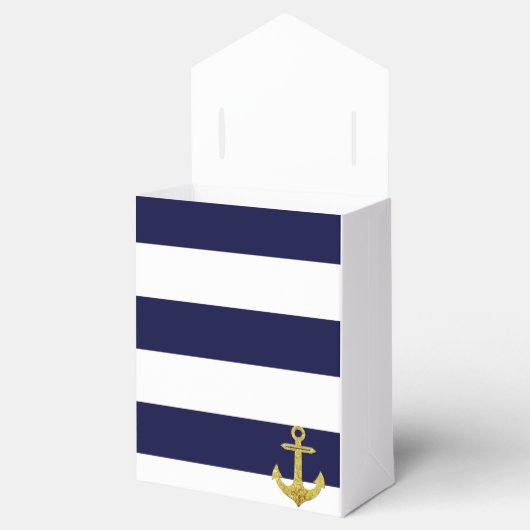 Goudanker nautische strepen bedankdoosjes (Geopend)