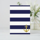 Goudanker nautische strepen bedankkaart (Staand voorkant)