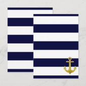 Goudanker nautische strepen bedankkaart (Voorkant / Achterkant)