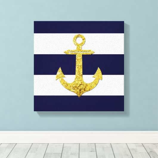 Goudanker nautische strepen canvas afdruk (Insitu (Houten vloer))