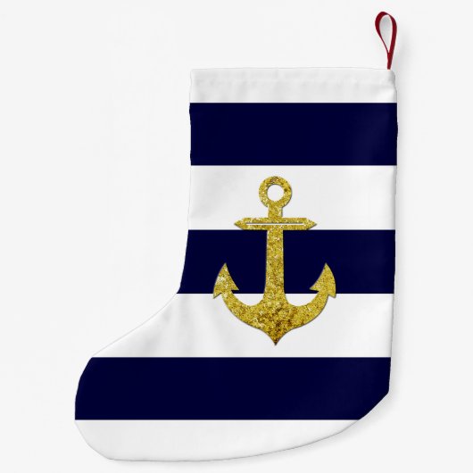 Goudanker nautische strepen kleine kerstsok (Achterkant)