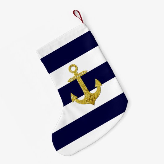 Goudanker nautische strepen kleine kerstsok (Achterkant (Hangend))