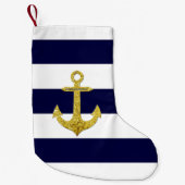 Goudanker nautische strepen kleine kerstsok (Voorkant)