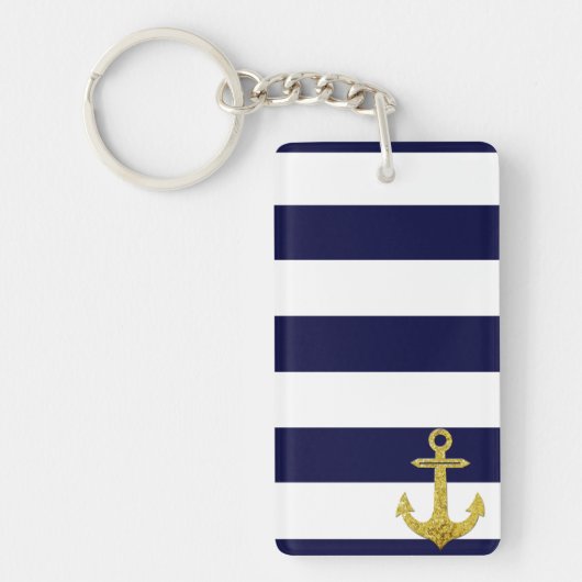 Goudanker nautische strepen sleutelhanger (Voorkant)