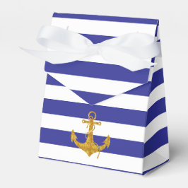 Goudanker op blauwe strepen bedankdoosjes