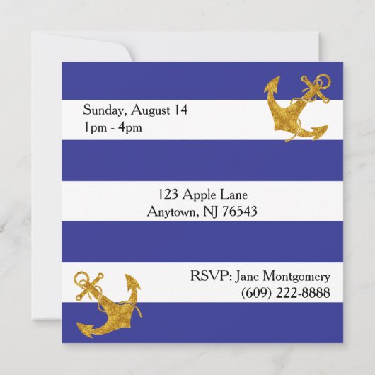 Goudanker op blauwe strepen save the date (Achterkant)