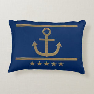 goudanker op de blauwe achtergrond van de marine decoratief kussen