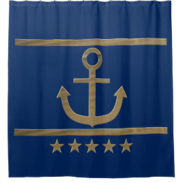 goudanker op de blauwe achtergrond van de marine douchegordijn