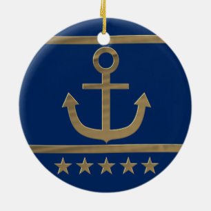 goudanker op de blauwe achtergrond van de marine keramisch ornament