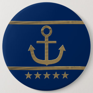 goudanker op de blauwe achtergrond van de marine ronde button 6,0 cm