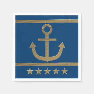 goudanker op de blauwe achtergrond van de marine servetten