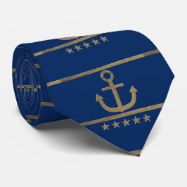 goudanker op de blauwe achtergrond van de marine stropdas