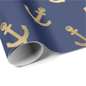 Goudankers op donkerblauw/Paars Cadeaupapier (Rol Hoek)