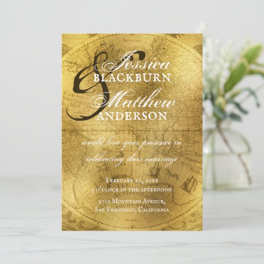 goudAntiek Oud Wereldkaart Weddenschap Kaart (Staand voorkant)