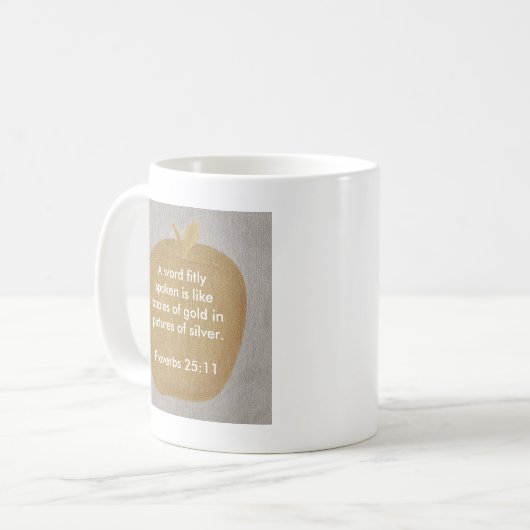 Goudappelen in afbeelding zilver, mok (Voorkant links)